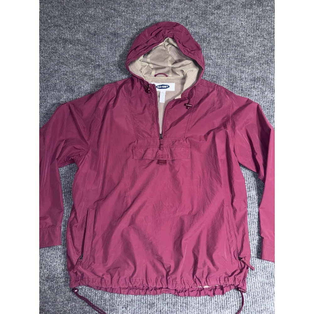 Old Navy Men's‎ Hooded Windbreaker Jacket Burgundy Size L Lightweight Y2K